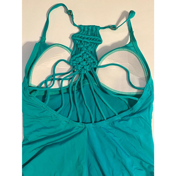 Women's firpearl Teal One Piece Swimsuit Size 10 Summer Beach Boho Braid strappy - Picture 3 of 7